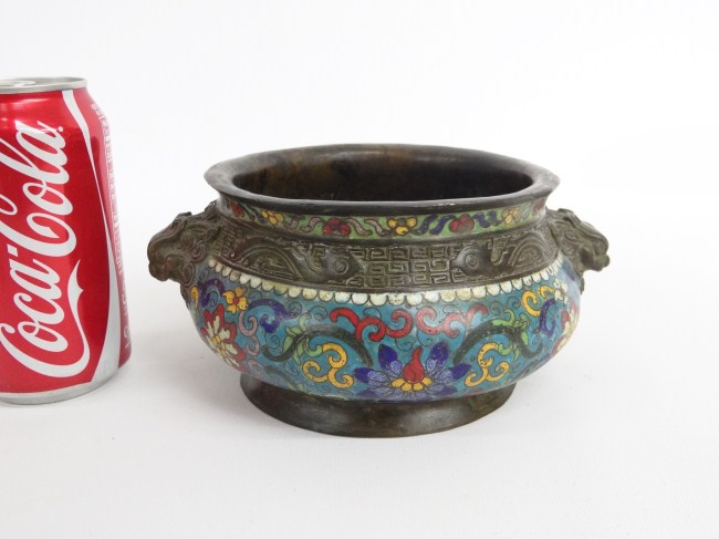 Asian bronze and cloissone bowl  1671fb