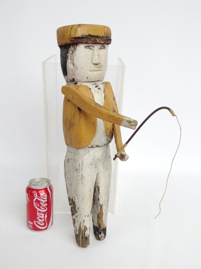 Polychrome painted folk art wooden fisherman.