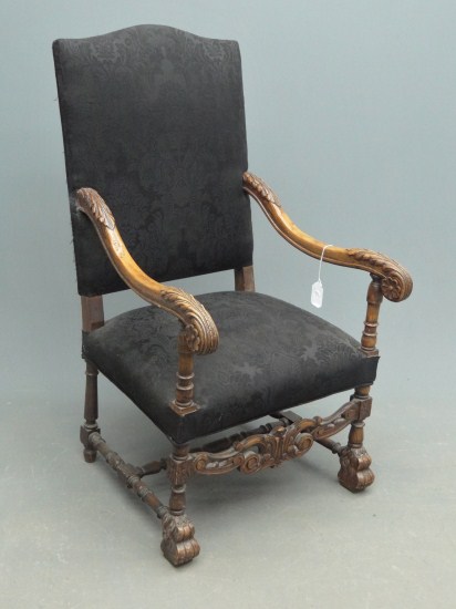 C. 1900s carved armchair. 18 Seat