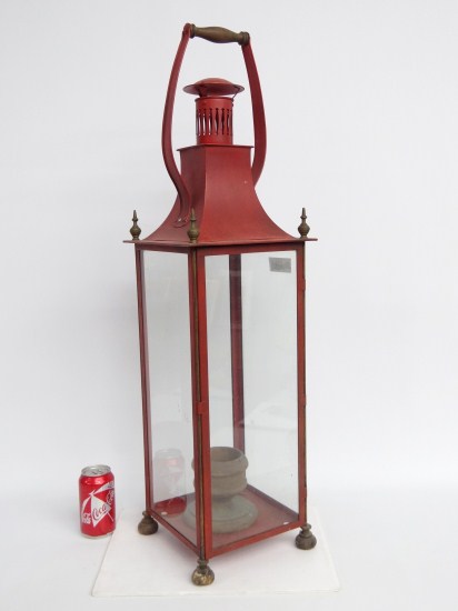 Contemporary lantern in red paint.