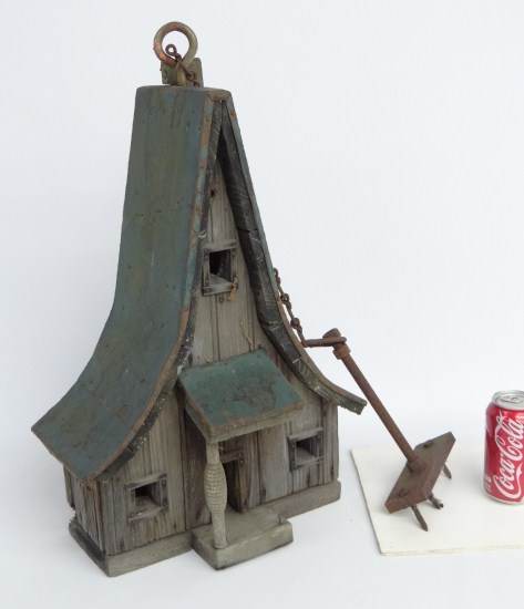 Folk art birdhouse. 19 1/2'' Ht.