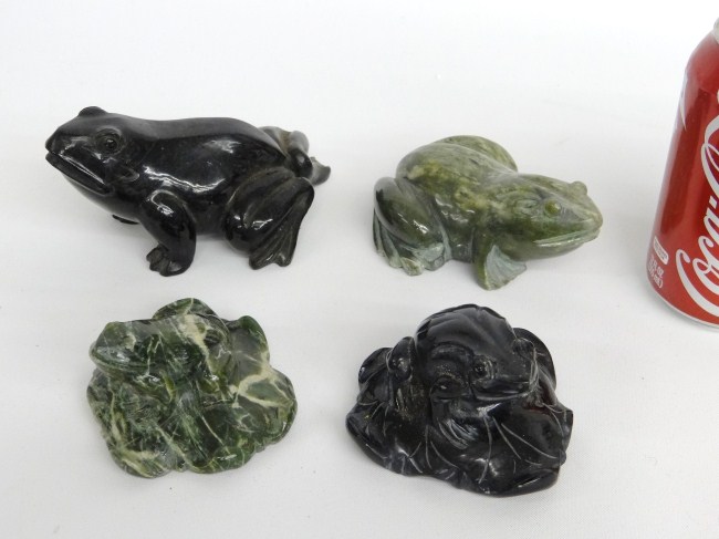 Lot four Asian jade frogs.