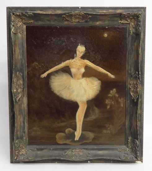 Painting oil on artist board ballerina.