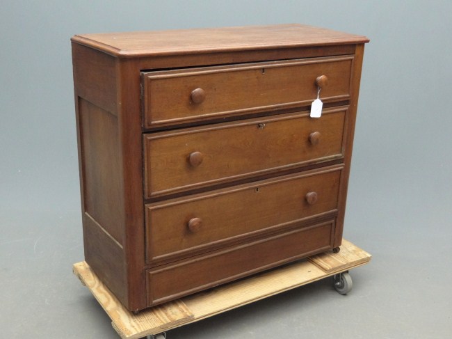 Victorian three drawer walnut chest  16728c