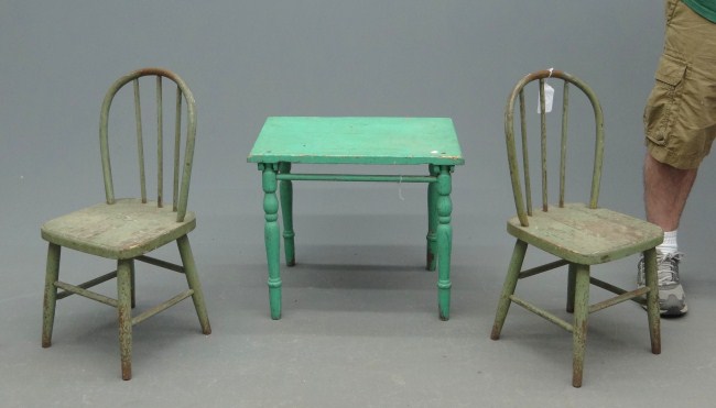 C. 1900's child's three piece chair/table