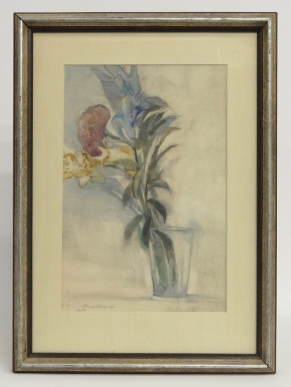 Watercolor still life with flowers