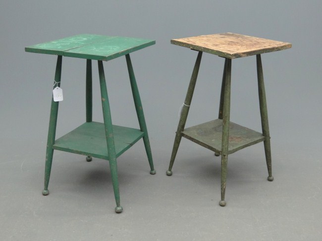 Lot two C. 1900s plant tables in green