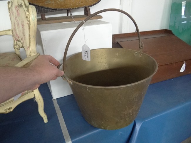 Brass swing handle bucket. 16 1/2