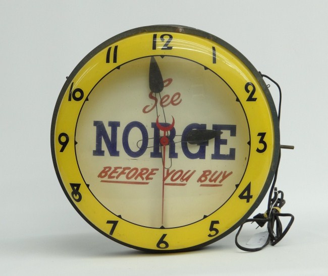 Advertising clock See Norge Before