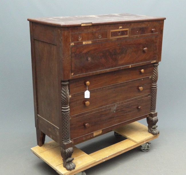 19th c. Empire dresser with carved columns