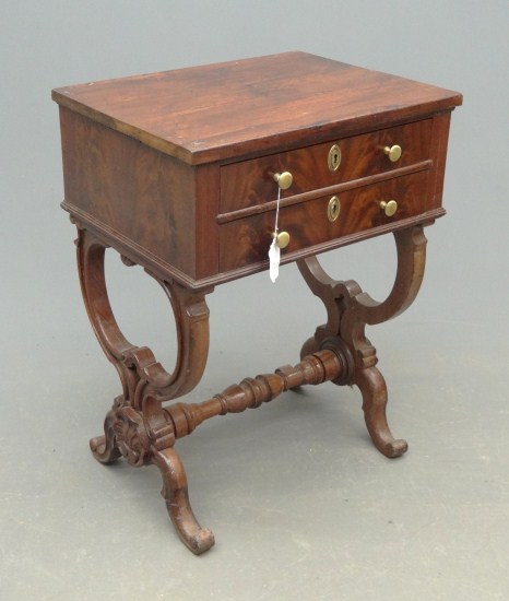 19th c. two drawer sewing table sides