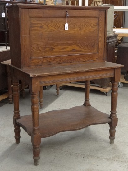 Victorian oak dropfront clerks desk.