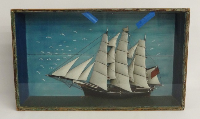 Early ship diorama. Glass cracked. 31