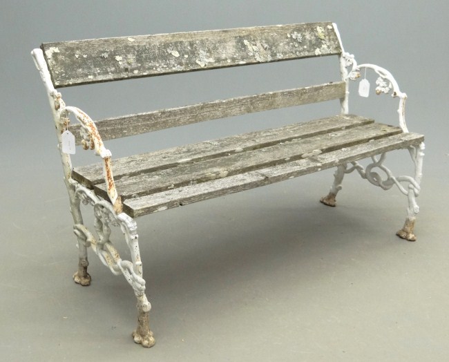 Cast iron twisted vine design bench.