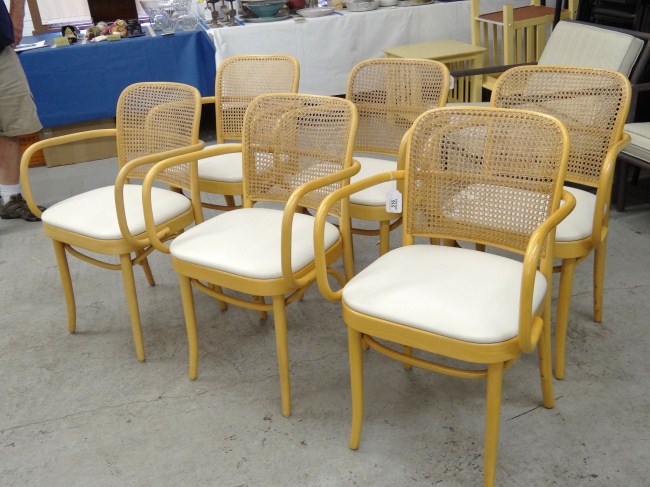 Set of six cane back bentwood chairs