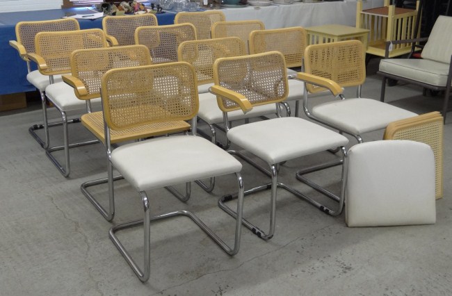 Set 12 cane back chrome base chairs.