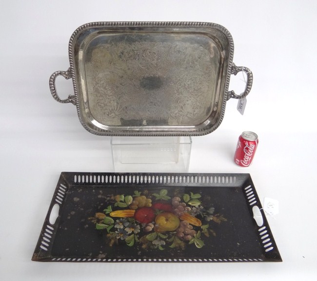 Silverplate tray along with painted 16735d