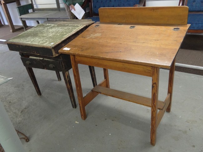 Early primitive desks. As found lid