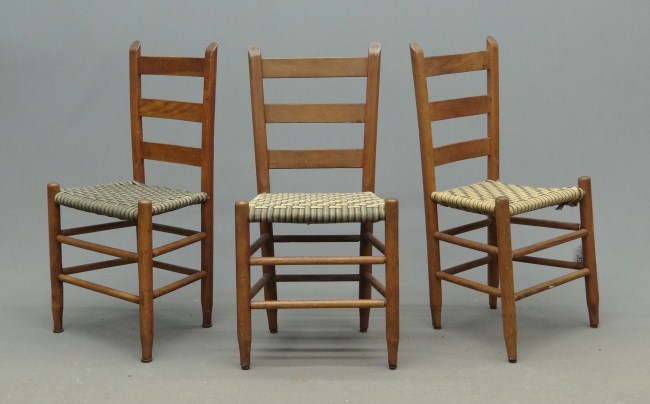 Lot three 19th c. ladderback chairs