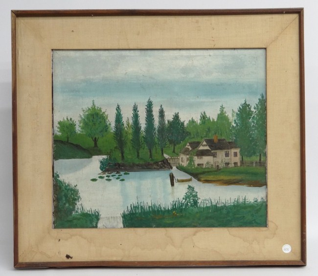 19th c. oil on canvas homestead