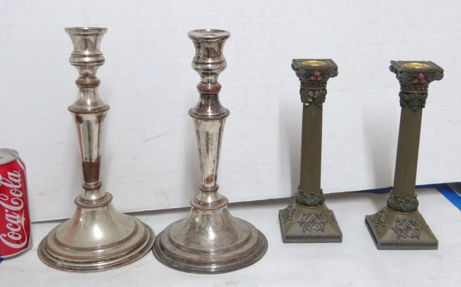 Lot two pairs candlesticks including