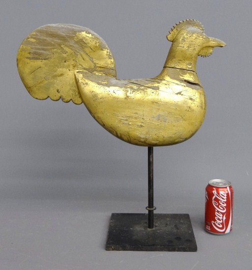 Wooden rooster weathervane in gold 1673db