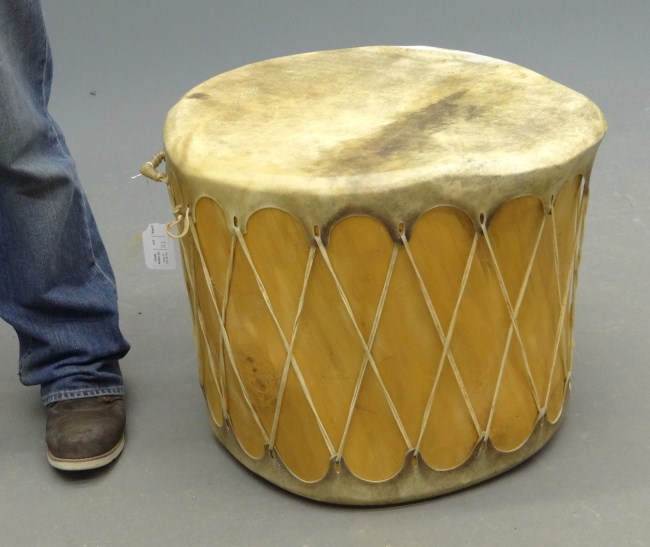 Hide covered drum. 17 Ht.