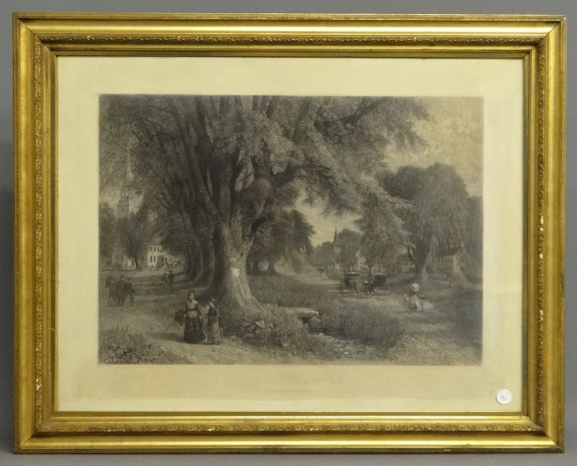 19th c. steel engraving The Village