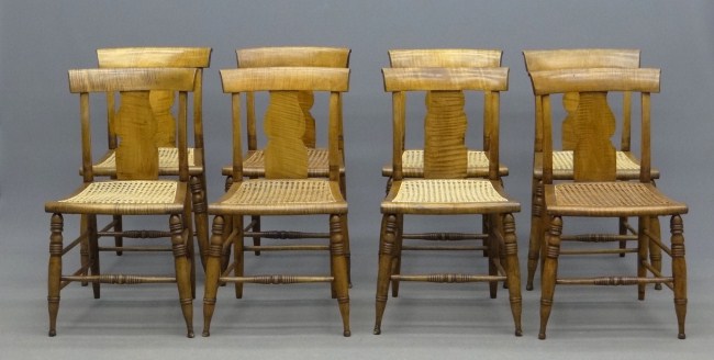 Set of (8) 19th c. tiger maple