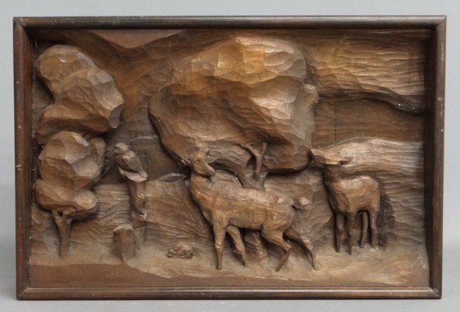 Hand carved sculpture deer and 167436