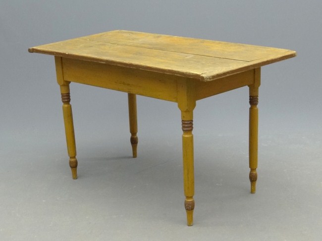 19th c. side table in yellow paint.