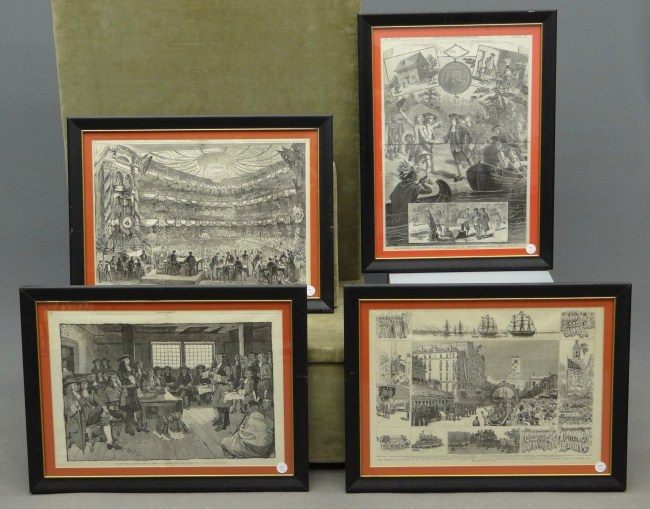 Lot (4) 19th c. historical framed prints.