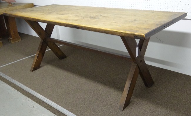 Sawbuck table. Top 30'' x 72''