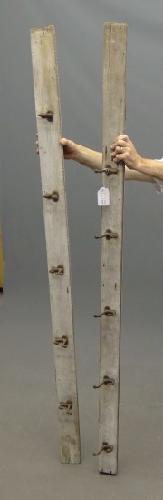 Pair 19th c. peg racks in white