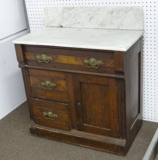 19th c Victorian marble top commode  167482