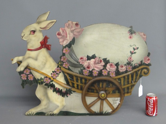 C. 1920s Easter rabbit & egg sign/display.