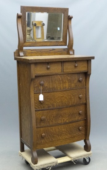 19th c. oak tall chest drawers