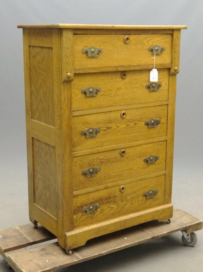 19th c Victorian oak tall chest 167491