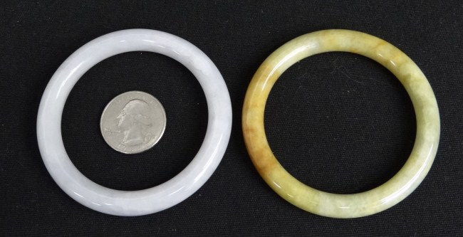 Pair Asian jade bangles  1674b5