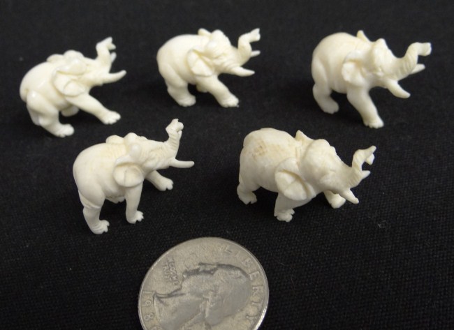 Lot 5 Asian ivory elephants  1674bf