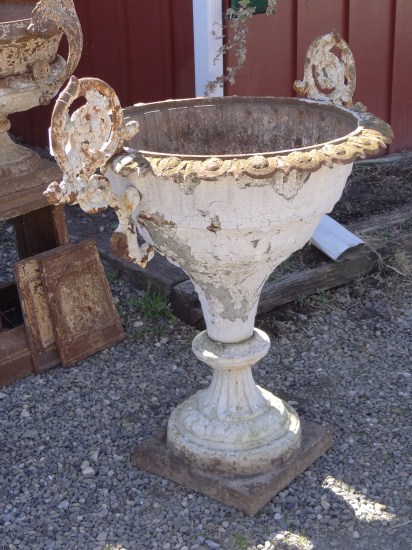 19th c. cast iron urn. 39 1/2''