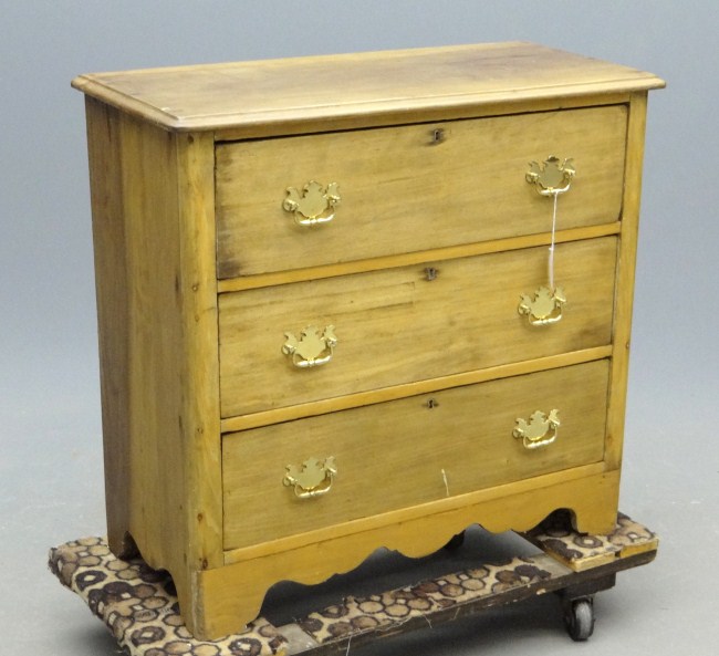 19th c. (3) drawer chest. 36 W 16