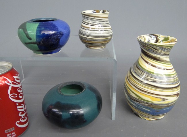 Lot (4) pcs. art pottery. One vase