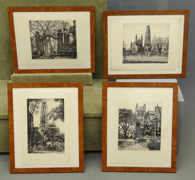 Set of 4 framed signed and titled 1674e1