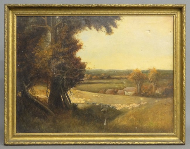 19th c oil on canvas landscape 1674ea