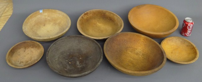 Lot (7) various wooden bowls.