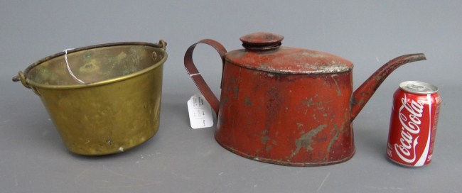 Lot including early brass pail