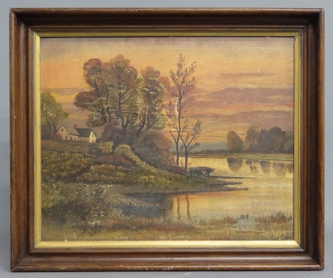 19th c oil on canvas Hudson River 167545