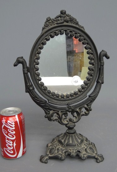 Cast iron dresser mirror. 14 3/4 Ht.