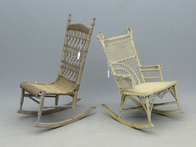 Lot (2) early wicker chairs.